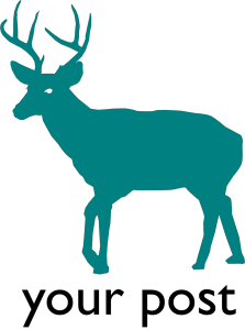 A teal deer with black text underneath [your post]