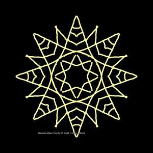 White geometric design with radial symmetry on black background