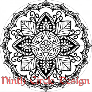 square image of a black and white radially symmetric design (mandala)